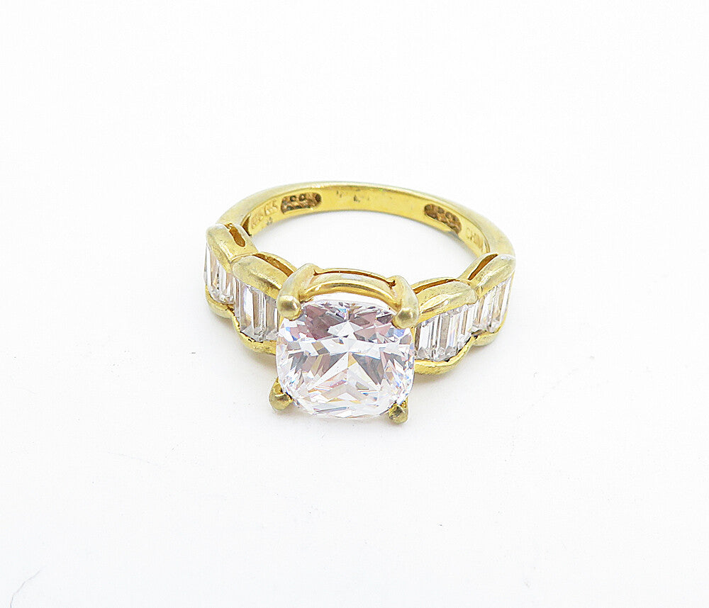 925 Sterling Silver  Cubic Zirconia Solitaire With Accents Ring Sz 6  RG5284