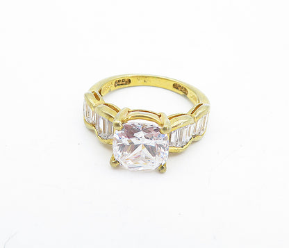 925 Sterling Silver  Cubic Zirconia Solitaire With Accents Ring Sz 6  RG5284