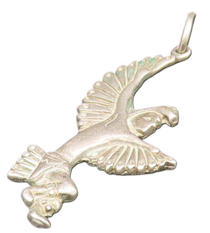 925 Sterling Silver  Vintage Eagle Man With Wings Out Pendant  PT20978
