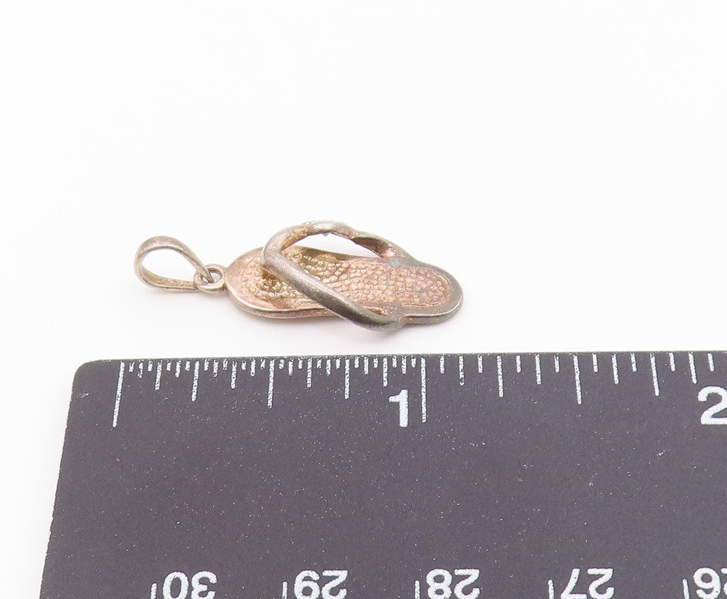 925 Sterling Silver  Vintage Single Cubic Zirconia Flip Flop Pendant  PT21166