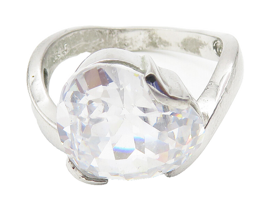 925 Sterling Silver  Cubic Zirconia Love Heart Cocktail Ring Sz 9  RG10631