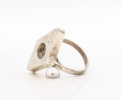 925 Sterling Silver Vintage Ring Diamond Shape Circle Cutout  Sz 8.5  RG31691