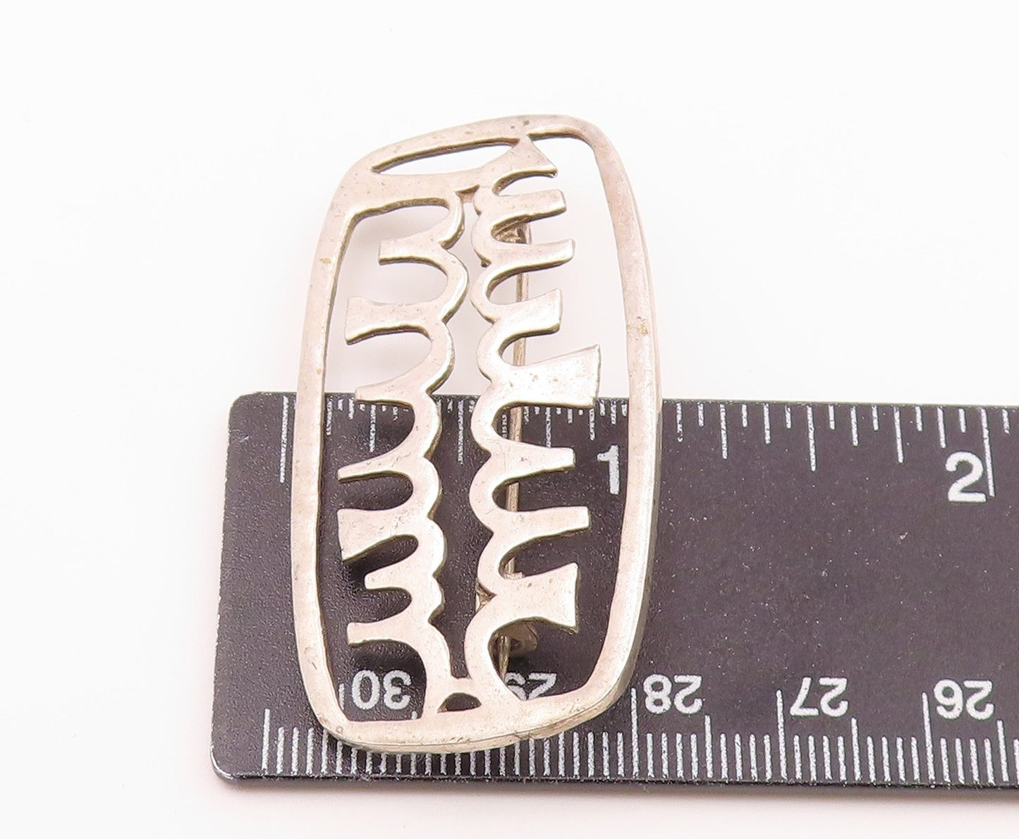 925 Sterling Silver  Vintage Shiny Open Design Smooth Brooch Pin  BP8852