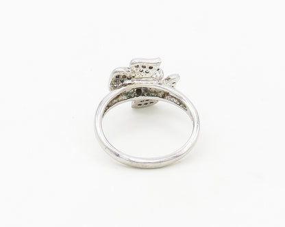 925 Silver  Vintage Cubic Zirconia & Hematite Butterfly Band Ring Sz 9 RG17941