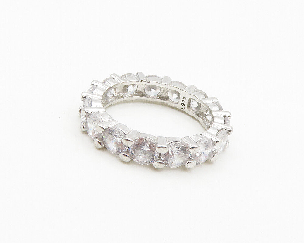 925 Sterling Silver   Vintage Cubic Zirconia Eternity Band Ring Sz 5  RG19444