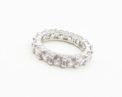 925 Sterling Silver   Vintage Cubic Zirconia Eternity Band Ring Sz 5  RG19444