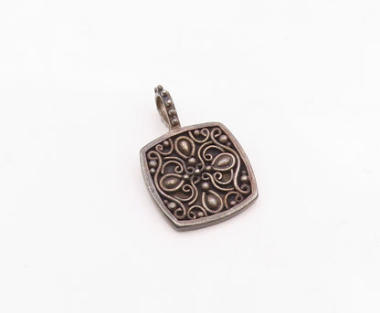 LORI BONN 925 Sterling Silver  Vintage Dark Tone Swirl Design Pendant  PT18154
