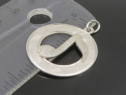 925 Sterling Silver  Vintage Shiny Textured 8th Note Music Pendant  PT19601