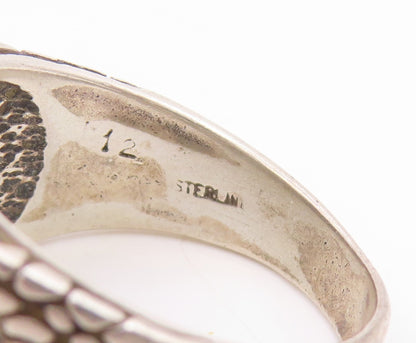 925 Sterling Silver Vintage Ring Crushed Turquoise Freemason Band Sz 12 RG34893