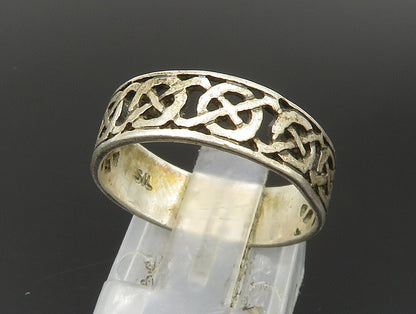 925 Sterling Silver  Vintage Celtic Knot Pattern Band Ring Sz 7.5  RG24035
