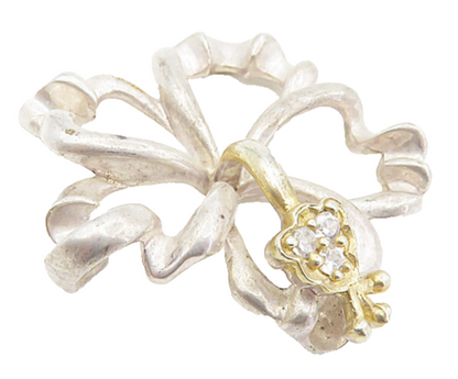 925 Sterling Silver  Vintage Petite Topaz Accented Open Flower Pendant  PT6472
