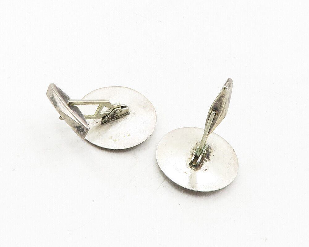 925 Sterling Silver  Vintage Oxidized Face Profile Round Cuff Links  TR1725