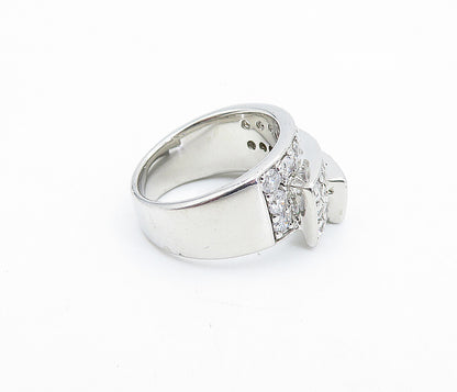 925 Sterling Silver  Sparkling Cubic Zirconia Layered Band Ring Sz 6.5  RG6070