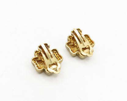 925 Silver Vintage Topaz Four Leaf Clover Matte Non Pierce Earrings EG9671