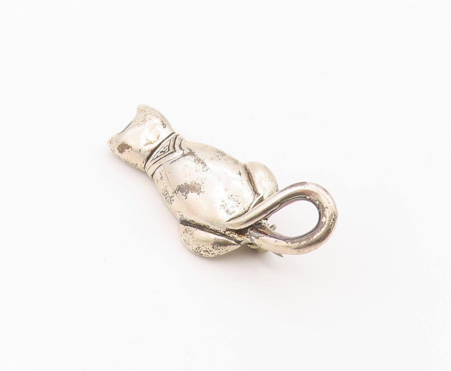 925 Sterling Silver Vintage Brooch Pin JEZALINE Feline Cat With Bandana  BP12564