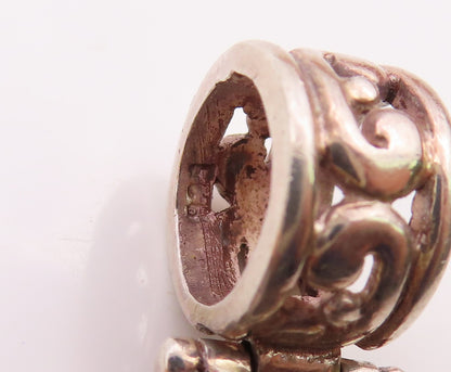 925 Sterling Silver  Vintage Shiny Pretzel Swirl Detail Cross Pendant  PT14711