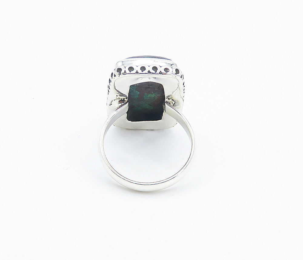 925 Sterling Silver  Cabochon Cut Jasper Square Cocktail Ring Sz 6  RG8525