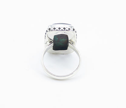 925 Sterling Silver  Cabochon Cut Jasper Square Cocktail Ring Sz 6  RG8525