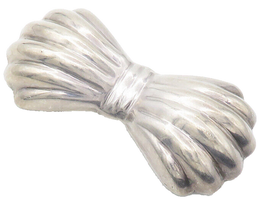 MEXICO 925 Sterling Silver  Vintage Shiny Bow Tie Hollow Brooch Pin  BP5550