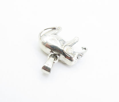 925 Sterling Silver  Vintage Shiny Hollow Elephant Motif Drop Pendant  PT5753