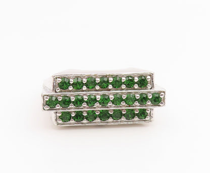 925 Sterling Silver Vintage Ring KARIS Emerald Rectangular Band  Sz 13  RG35379