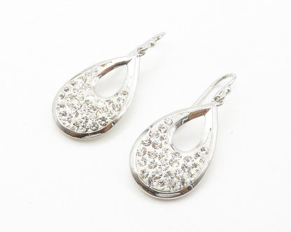 925 Sterling Silver  Sparkling Cubic Zirconia Open Tear Drop Earrings  EG7345