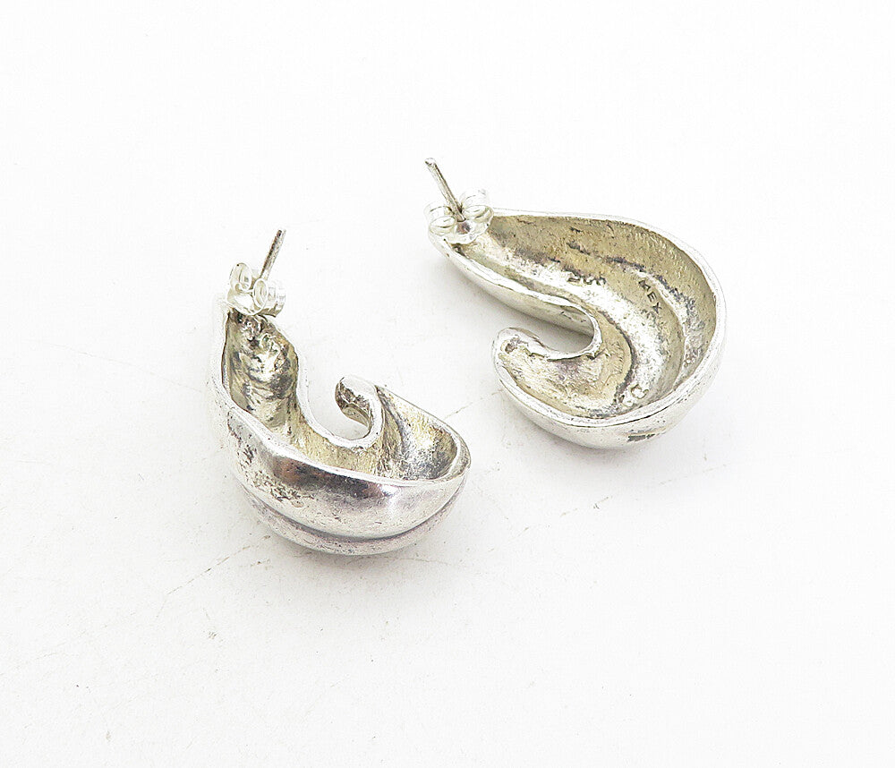 MEXICO 925 Sterling Silver  Vintage Shiny Domed Swirl Drop Earrings  EG4024