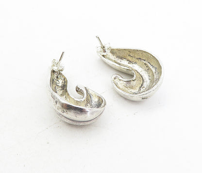 MEXICO 925 Sterling Silver  Vintage Shiny Domed Swirl Drop Earrings  EG4024