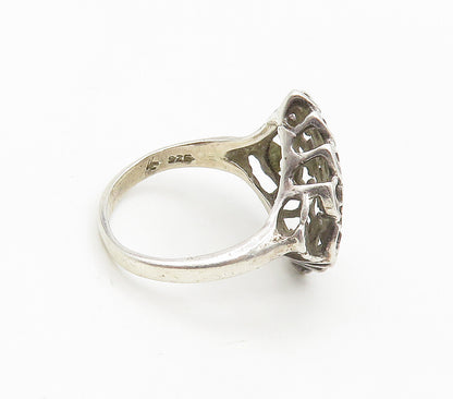 925 Sterling Silver  Vintage Shiny Diamond Shaped Band Ring Sz 5.5  RG16919