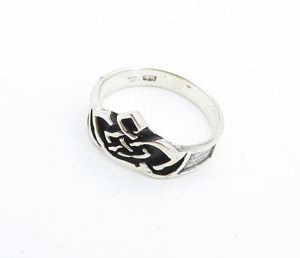925 Sterling Silver  Vintage Celtic Knot Design Shiny Band Ring Sz 8  RG7473