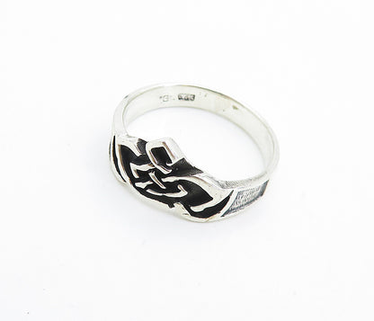 925 Sterling Silver  Vintage Celtic Knot Design Shiny Band Ring Sz 8  RG7473