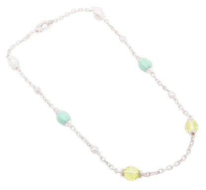 925 Sterling Silver Vintage Necklace JUDITH RIPKA Turquoise Citrine Chain NE4555