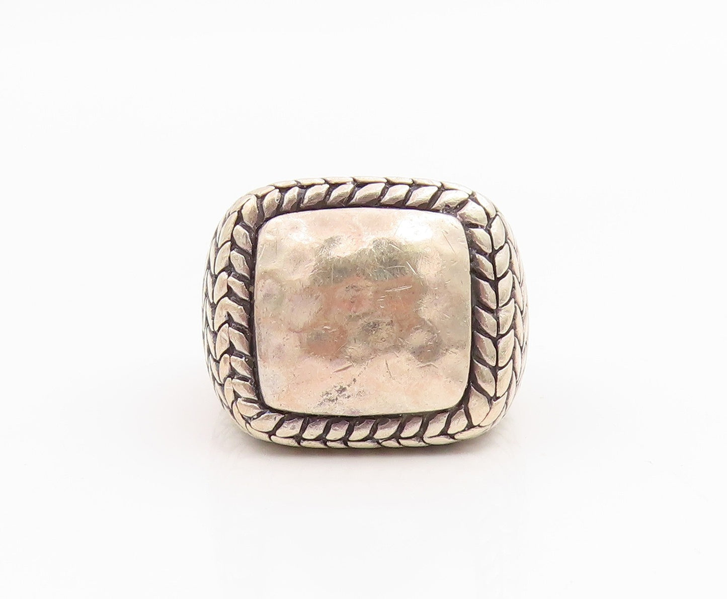 925 Sterling Silver Vintage Ring SILPADA Hammered Braided Square  Sz 7  RG35399