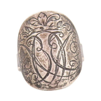 925 Sterling Silver Vintage Ring VALDRES SOLVSMIE NORWAY Antique  Sz 9  RG32458