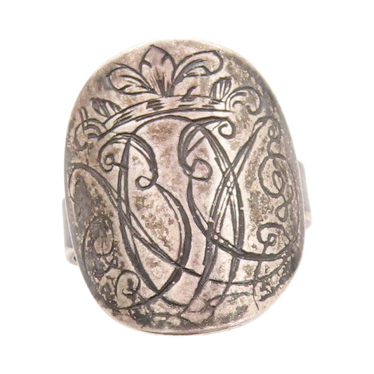 925 Sterling Silver Vintage Ring VALDRES SOLVSMIE NORWAY Antique  Sz 9  RG32458