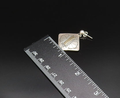 14K GOLD & 925 Silver  Vintage Two Tone Etched Butterfly Earrings  EG12051