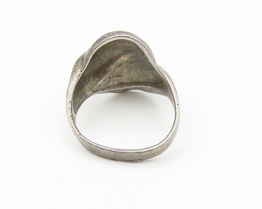 925 Sterling Silver  Vintage Oxidized Fluted Dome Band Ring Sz 6  RG11026