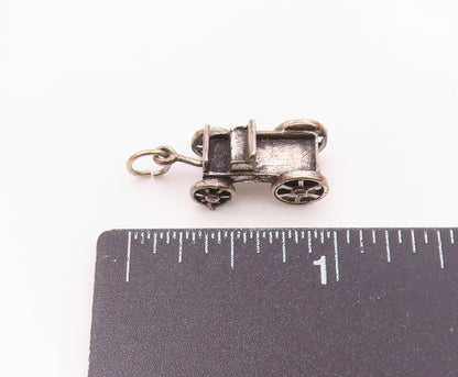925 Sterling Silver  Vintage Old Fashioned Wagon Car Pendant  PT18232