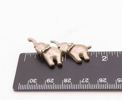 925 Sterling Silver Vintage Brooch Happy Mini Cutout Baby Elephants BP11477