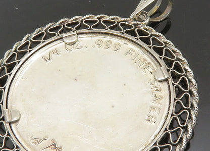 925 Sterling Silver  Vintage Enamel Woman Profile Round Pendant  PT18397