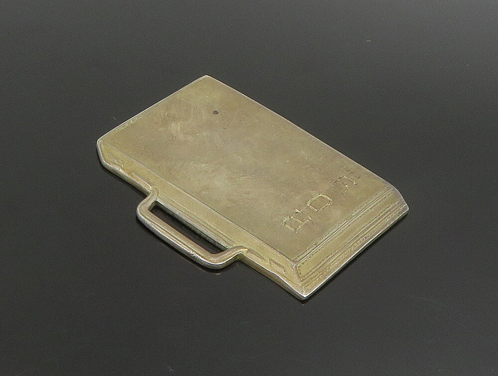 925 Sterling Silver  Vintage Etched Flat Briefcase Pendant  PT20872