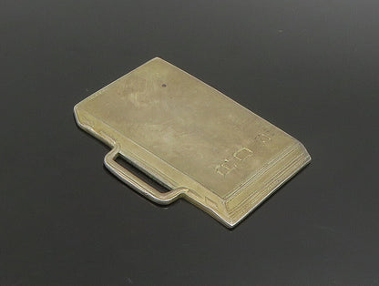 925 Sterling Silver  Vintage Etched Flat Briefcase Pendant  PT20872