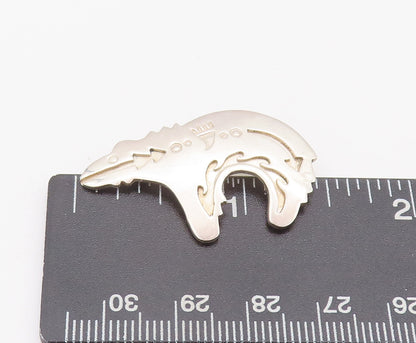 925 Sterling Silver Vintage Brooch Pin NAVAJO Carved Animal Digestion  BP10670