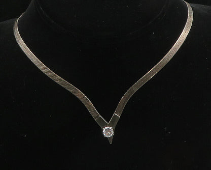 925 Sterling Silver Vintage Cubic Zirconia Dark Tone Snake Chain Necklace NE3216