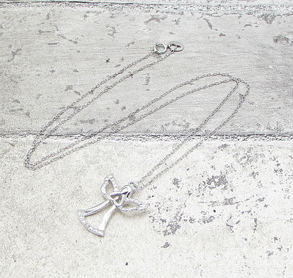 925 Sterling Silver  Genuine Diamond Angel Pendant & Chain  PT1322