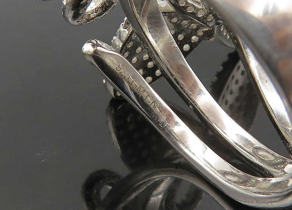 925 Silver  Vintage Shiny Cubic Zirconia Butterflies Band Ring Sz 6  RG22001
