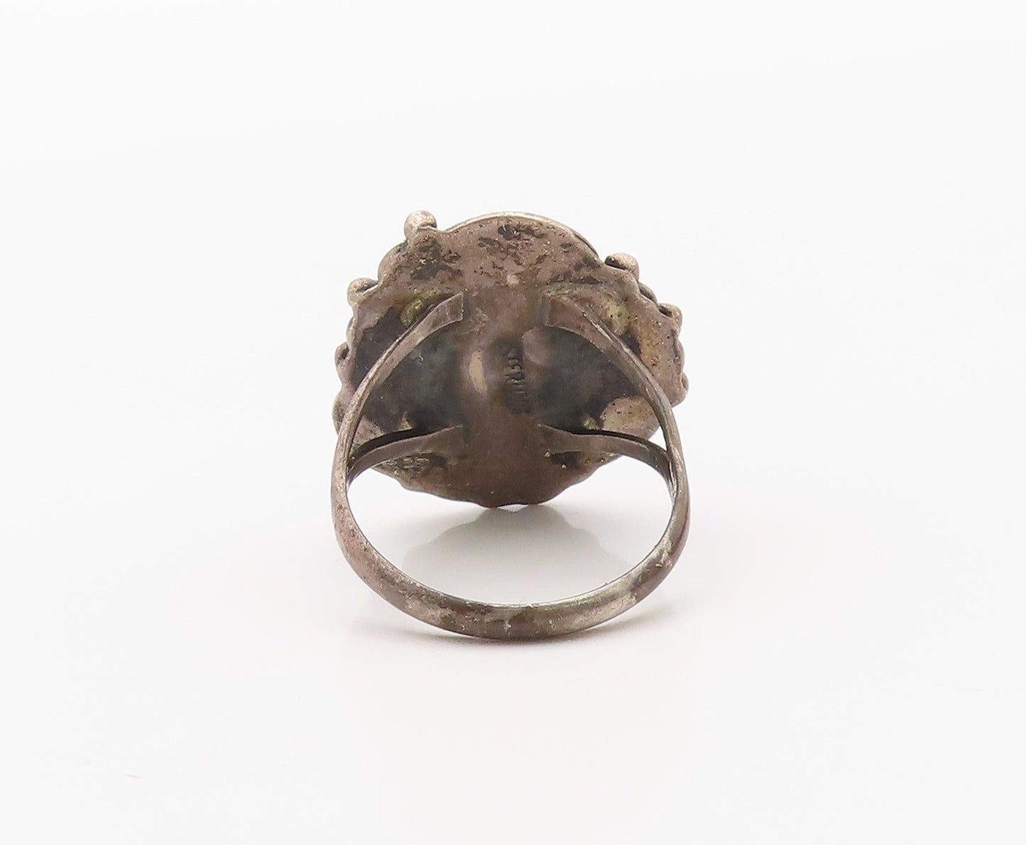 925 Sterling Silver Vintage Ring NAVAJO Turquoise Floral Leaf  Sz 9  RG36398