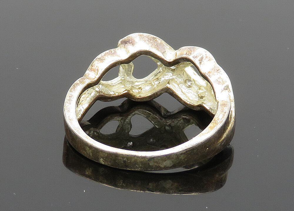 925 Sterling Silver Vintage Topaz Infinity Love Heart Band Ring Sz 9  RG20562