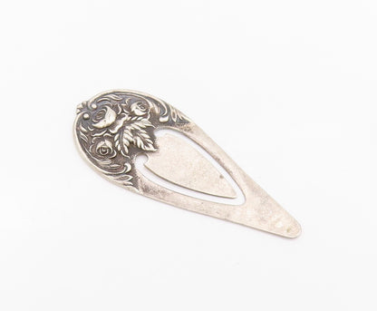 925 Sterling Silver Vintage Bookmark S. KIRK & SON Cutout Floral Carved  TR3862