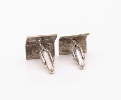 925 Sterling Silver  Vintage Sword Cutout Open Book Design Cuff Links  TR1811